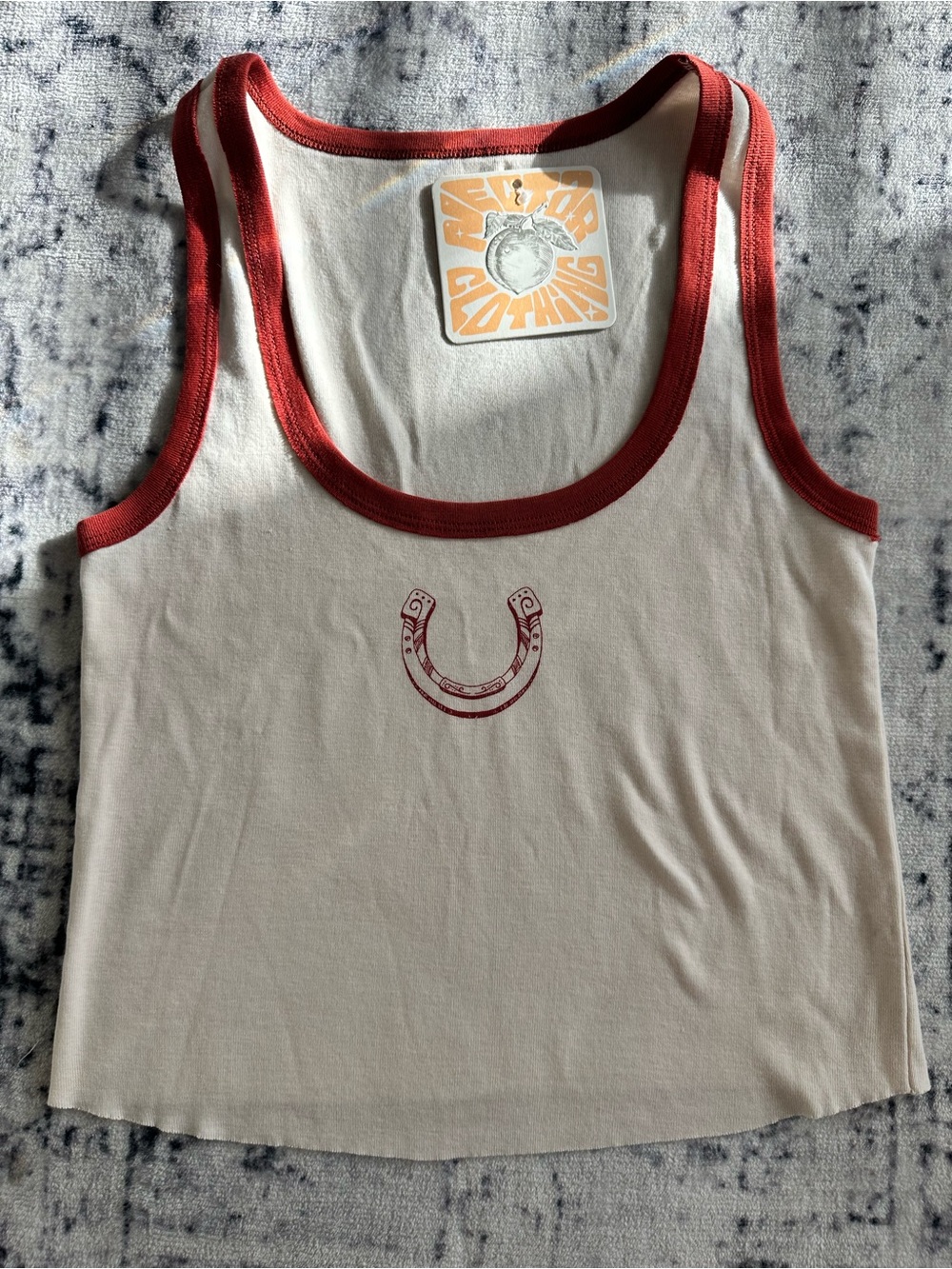 Nectar Clothing. Cream Tank Top with Red Trim